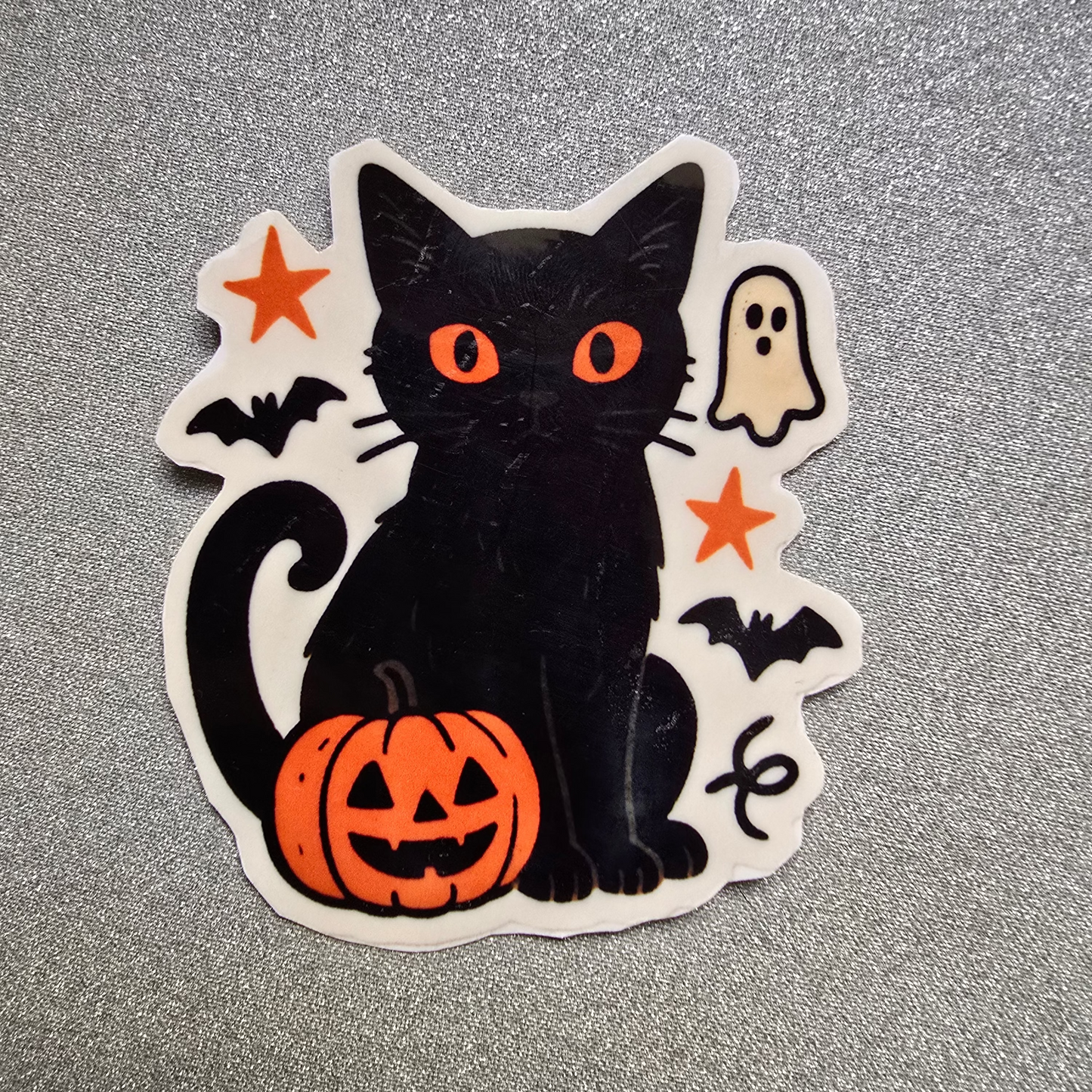 Classic Black Cat and Pumpkin - Waterproof Sticker
