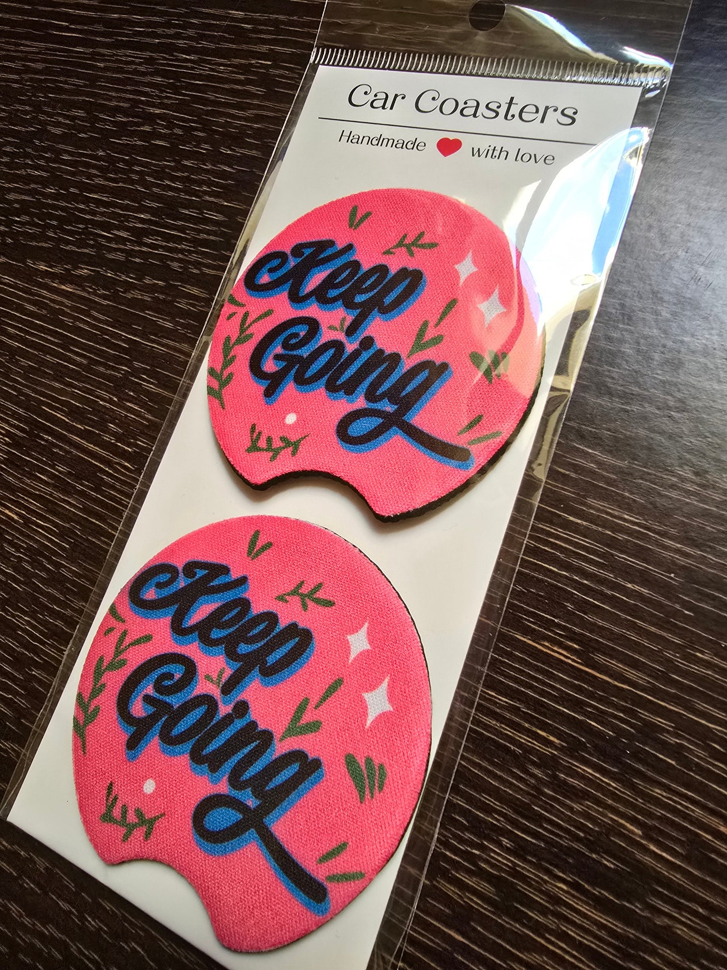 Keep Going car coasters