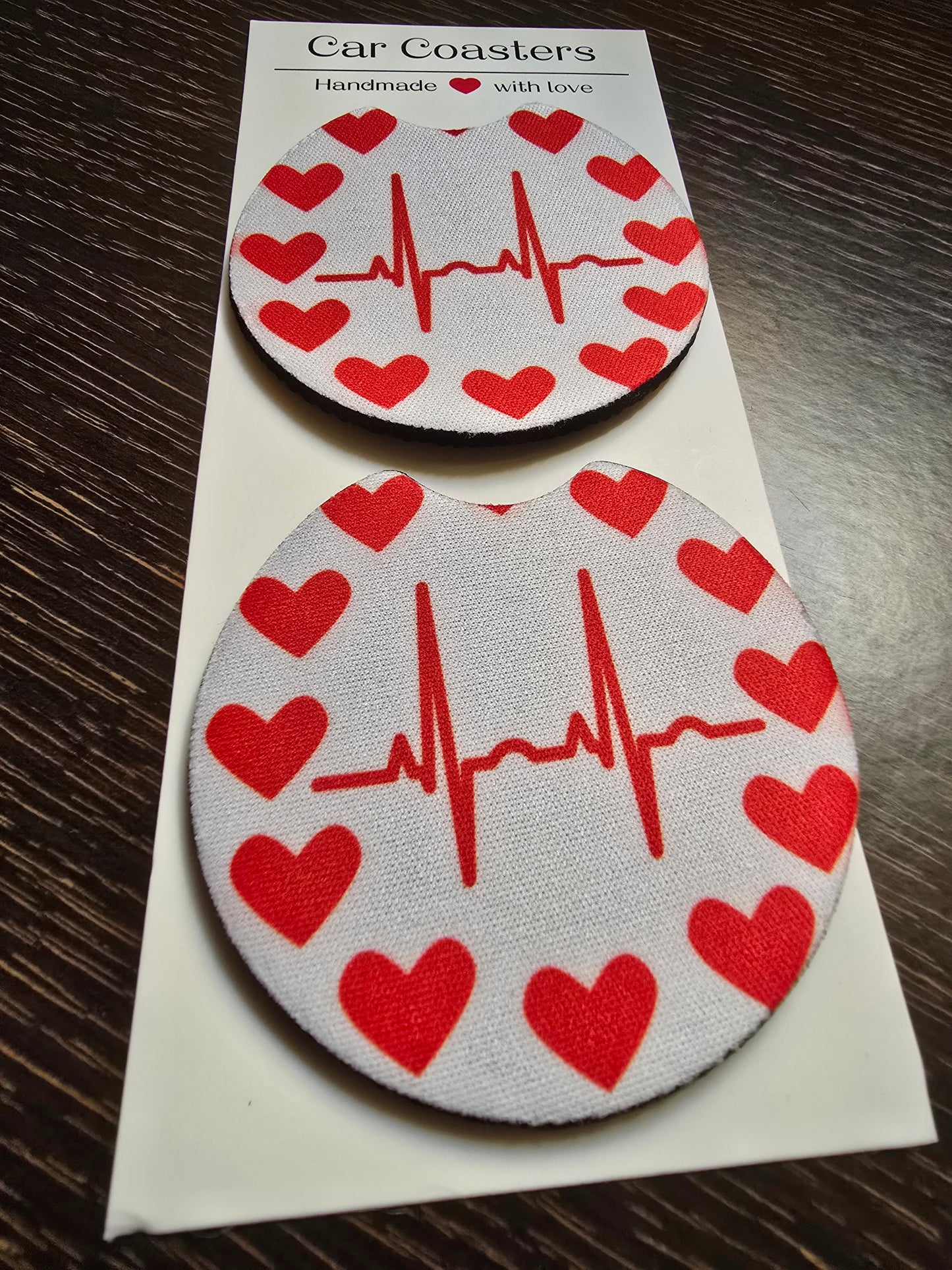 Heartbeat car coasters
