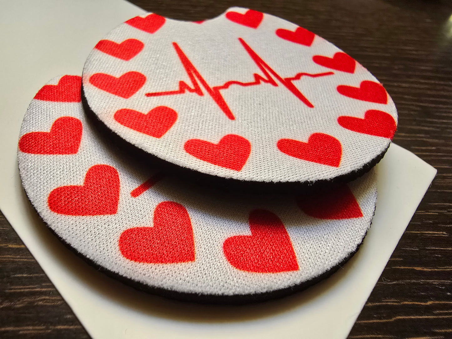 Heartbeat car coasters