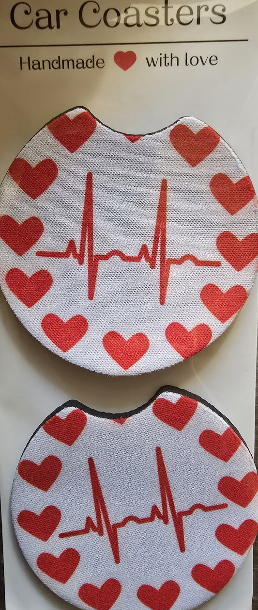 Heartbeat car coasters